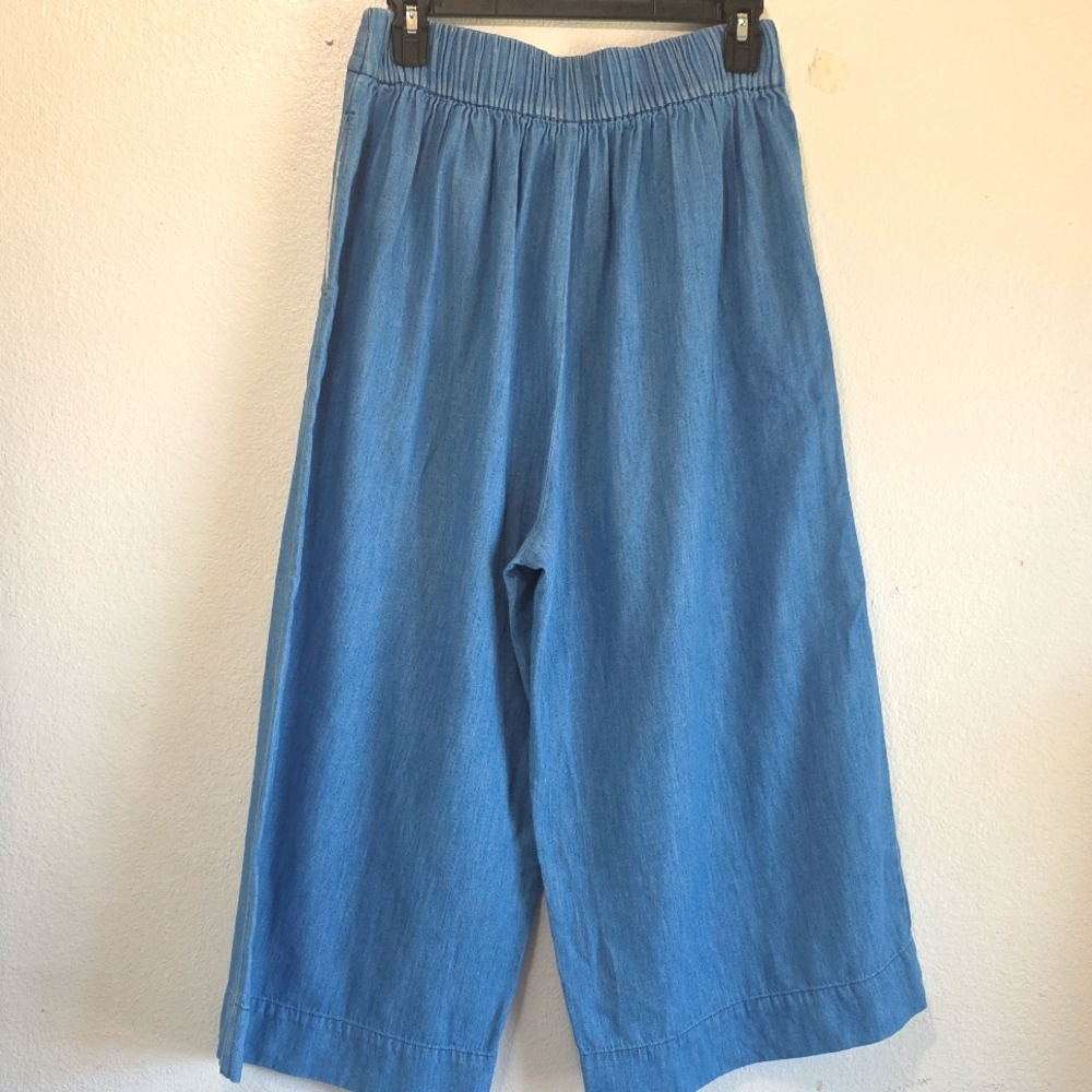 Madewell Cropped Wide-Leg Blue Pants - Picture 4 of 13